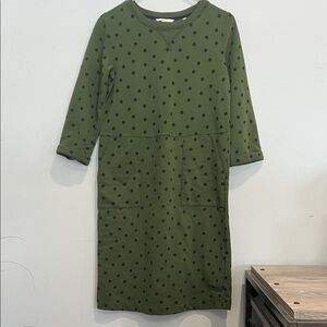 boden size 6 womens green and black polka dot dress